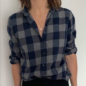 J CREW women’s flannel blue/grey shirt szL